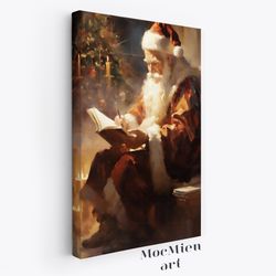 santa's note canvas, poster vintage christmas canvas poster wall art oil painting cottagecore decor winter holiday wall