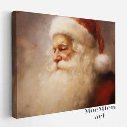 santa's portrait canvas poster vintage christmas wall art christmas canvas poster oil painting cottagecore decor winter