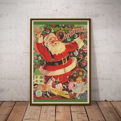 1949 night before christmas book poster! (up to 24 x 36) - santa claus - decoration - tree