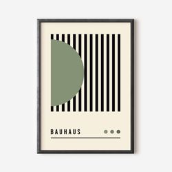 bauhaus poster print, beige exhibition poster, mid century modern art decor, sage green abstract vintage minimalist retr