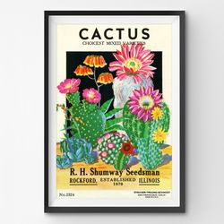 cactus vintage seed packet poster! (up to 24 x 36) - southwest - decoration - succulent - desert - pop art - antique