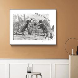 the cat family - vintage print poster, vintage wall art, unique gift
