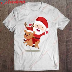flat design reindeer christmas with santa classic t-shirt, womens christmas shirts wear love, share beauty