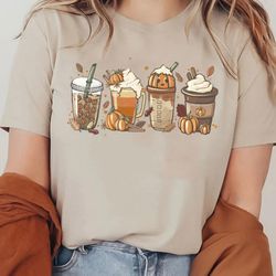 fall coffee shirt , cute fall sweatshirt , coffee lover tee shirt , halloween pumpkin latte drink cup, pumpkin spice shi