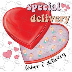 special delivery labor and delivery nurse valentine's day png, funny l&d nurse png, valentine day, digital download
