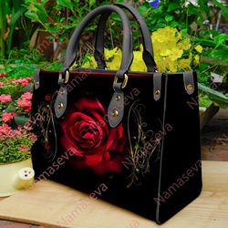 rose flower leather handbag, flower bags and purses, flower lovers handbag
