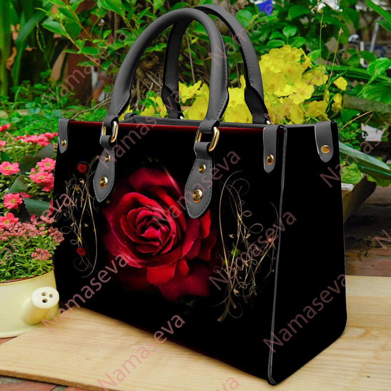 Rose Flower Leather handBag,Flower Bags And Purses, Flower Lover's Handbag,Custom Leather Bag,Woman Handbag,Handmade Bag.jpg