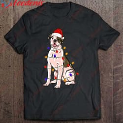 funny american bulldog xmas lights gift dog dad dog mom t-shirt, funny christmas shirts for woman wear love, share beau