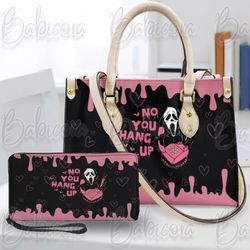 No You Hang Up Ghost Handbag, Horror Character Handbag Wallet, Halloween Shoulder Bag