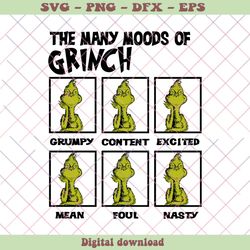 The Many Moods Of Grinch SVG Cutting Digital File