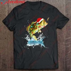 funny bass fishing santa hat christmas pajama fishermen fish shirt, christmas clothes on sale wear love, share beauty