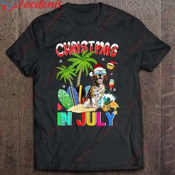 funny beagles in santa hat sunglasses christmas in july shirt, christmas shirt designs wear love, share beauty