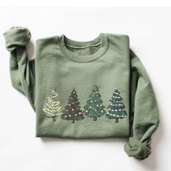 green tree christmas sweater, christmas sweater, christmas crewneck, christmas tree sweatshirt, holiday sweaters for wom
