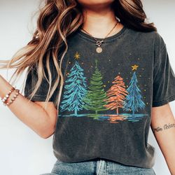 hand drawn christmas trees sweatee, minimal christmas tree design, cute christmas sweater, gift for her, christmas trees