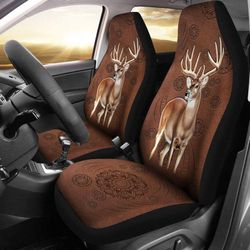 deer hunting mandala leather car seat cover