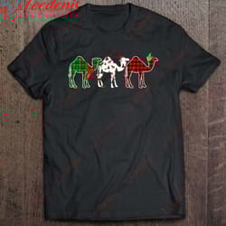 funny camel xmas tree lights red plaid gift christmas shirt, men kids christmas shirts family wear love, share beauty