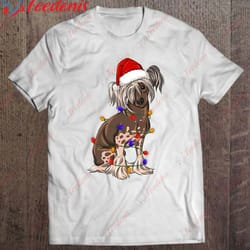 funny chinese crested xmas lights gift dog dad dog mom t-shirt, christmas family t shirt ideas wear love, share beauty