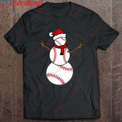 funny christmas baseball balls santa snowman t-shirt, plus size ladies christmas tops wear love, share beauty