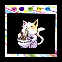 cat eating ramen shirt svg,noodles maneki neko,ramen japanese noodles,japanese cat,ramen noodles,trending svg for silhou