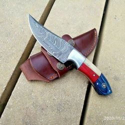 Handmade Knife Damascus Hunting Knives American Flag Knife 8" Inches for Groomsmen Gift Anniversary Gift Wedding Gift Pe