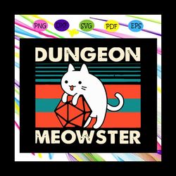 dungeon meowster retro vintage svg, funny cat lover, dungeon master gift, dungeon master,trending svg for silhouette, fi
