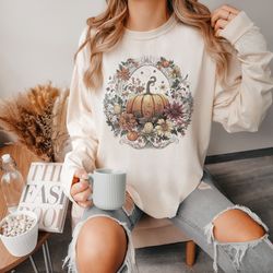 delicate vintage halloween pumpkin long sleeve tshirt jack-o-lantern shirt fall pumpkins squash gourd hello ween trick