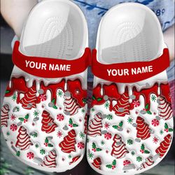 personalized name 3d christmas tree cakes inflated clogs, custom christmas classic clog shoes, clogs shoes for women