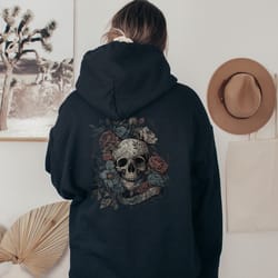 gothic skull hoodie floral skull shirt skeleton shirt gothic skull hoodie gothic skull gift for her hoodie roses skull