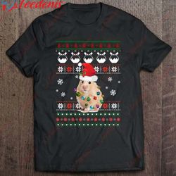 cute hamster ugly sweater christmas light pajama gift t-shirt, short sleeve christmas shirts mens wear love, share beau