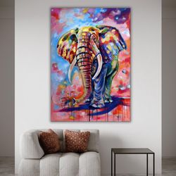 watercolor elephant canvas print, elephant art print, wildlife wall art, animal artwork, nursery decor