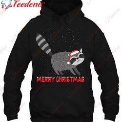 Cute Raccoon Christmas Tree Lights T-Shirt, Family Christmas Shirts Ideas  Wear Love, Share Beauty