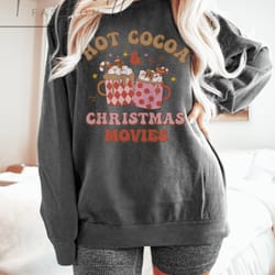 hot cocoa christmas sweatee, christmas sweatshirt, holiday apparel, coffee lover gift, christmas tee, iprintasty christm