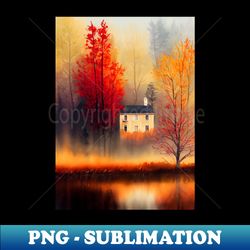 Colorful Autumn Landscape Watercolor 12 - Decorative Sublimation PNG File - Unleash Your Inner Rebellion