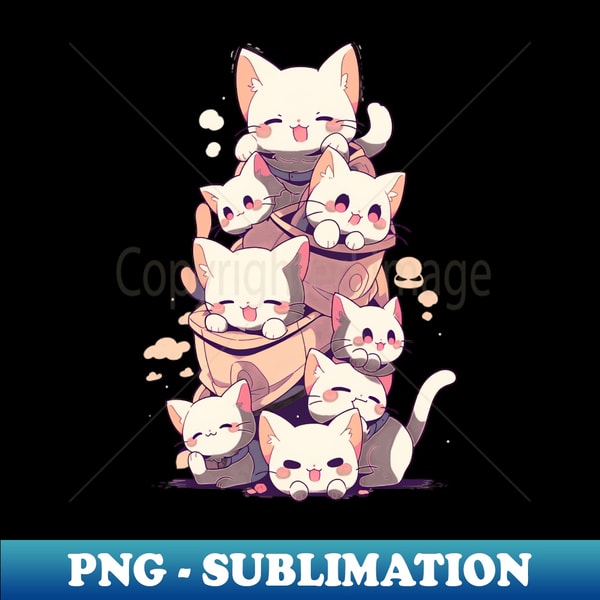 Anime Stack File Cute stack of Cats - Kawaii - Anime - Sublimation-Ready PNG | Inspire ...
