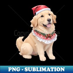 Golden Retriever Santa Hat Festive Holiday Dog Art - PNG Transparent Sublimation File - Revolutionize Your Designs