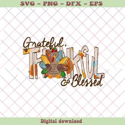Retro Thankful Grateful Blessed PNG Sublimation Download