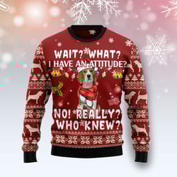 beagle attitude sweater, ugly christmas sweater for dog lovers