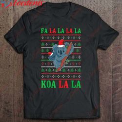 fa la la la la koala ugly christmas sweater shirt, plus size womens xmas tops wear love, share beauty