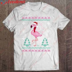fa la la la mingo funny pink flamingo in santa hat christmas shirt, kids christmas family sweatshirts wear love, share