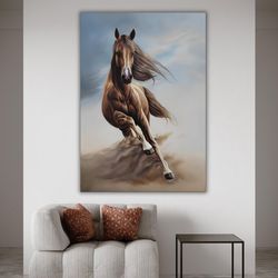 abstract horse canvas print, wild horse artwork, ready to hang, horse poster, unique gift