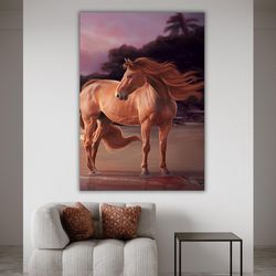 abstract horses painting on canvas, horse canvas print, farmhouse decor, animal artwork, unique gift