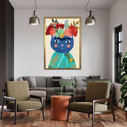 abstract painting canvas print, exhibition art, gallery artwork, unique wall art, artprint, cat artwork