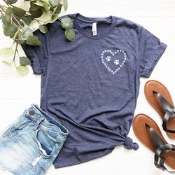 paw heart shirt, paw shirts, pet shirt, dog lover shirt, pet lover shirt, cat lover shirt, paw tees
