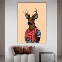 african deer painting, costumed deer, animal artwork, canvas print, wall art, wildlife decor