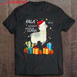 fa la la llama santa hat funny christmas llamas llama lovers t-shirt, plus size womens christmas shirts  wear love, shar
