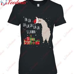 Fa La La Llama Shirt Llama Christmas Shirt, Cotton Men Christmas Shirts Family  Wear Love, Share Beauty