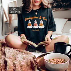 pumpkin and co shirt, dog halloween shirt, ghost halloween tees, pumpkin t-shirt, ghost dog shirts, fall t-shirts for wo