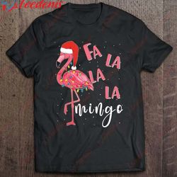 fa la la mingo cute flamingo christmas holiday flamingo t-shirt, men christmas shirts family cheap  wear love, share bea