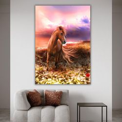 unique horse painting, canvas print, equestrian artwork, wall decor, horse lover gift