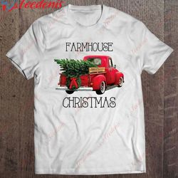 farmhouse christmas red truck shirt, plus size ladies christmas sweaters wear love, share beauty